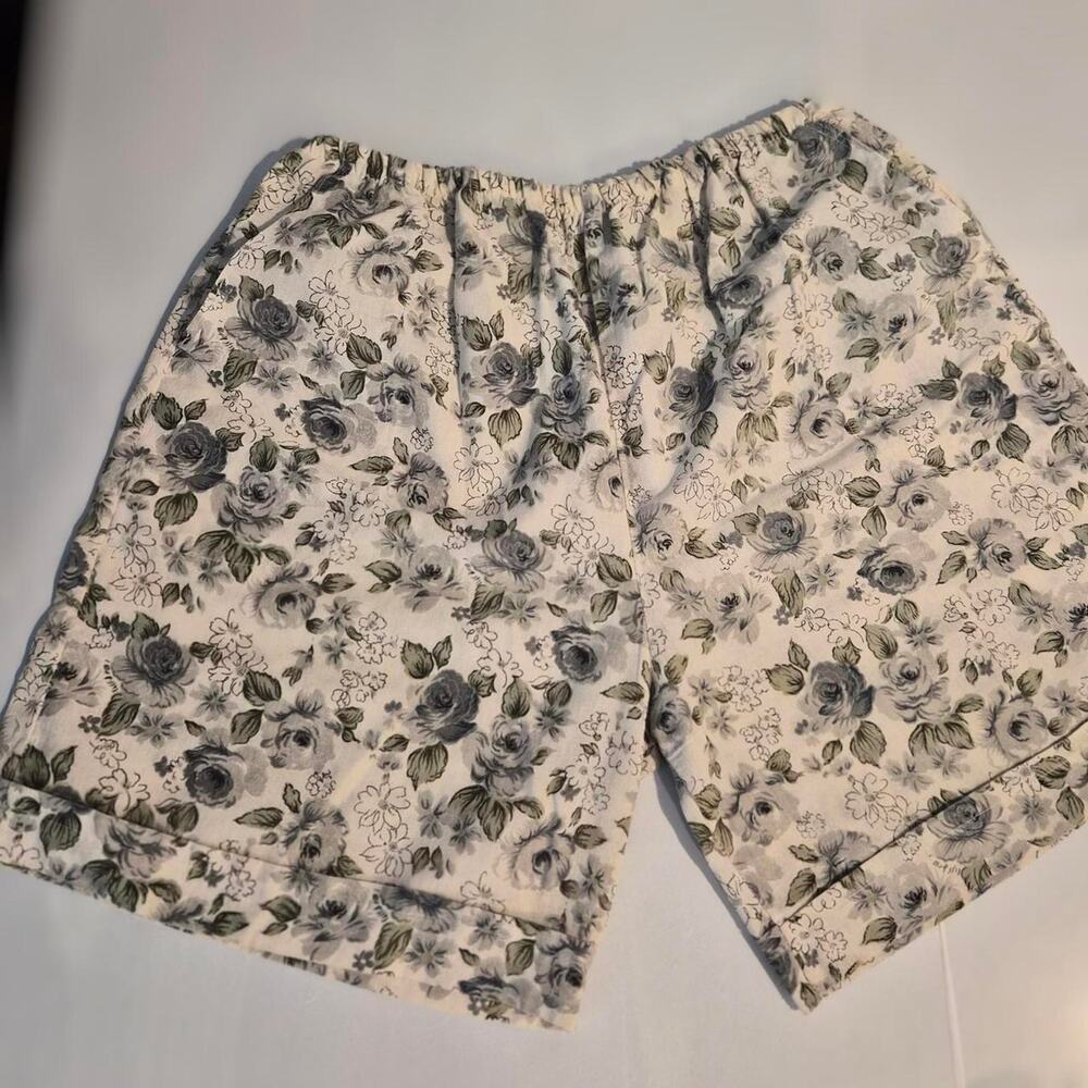 Coastal Grandma Floral Shorts/Breezy‎ Linen Blend Summer Lounge Shorts/Handmade